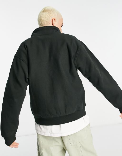 Carhartt WIP american script half zip sweatshirt in green, 2 of 4