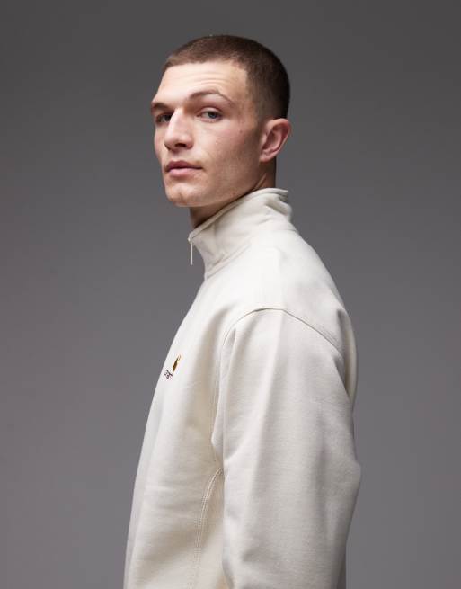 Carhartt WIP american script half zip sweatshirt in light beige, 4 of 5