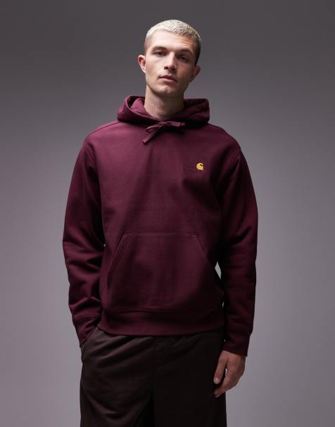 Carhartt WIP american script hoodie in burgundy - view 1