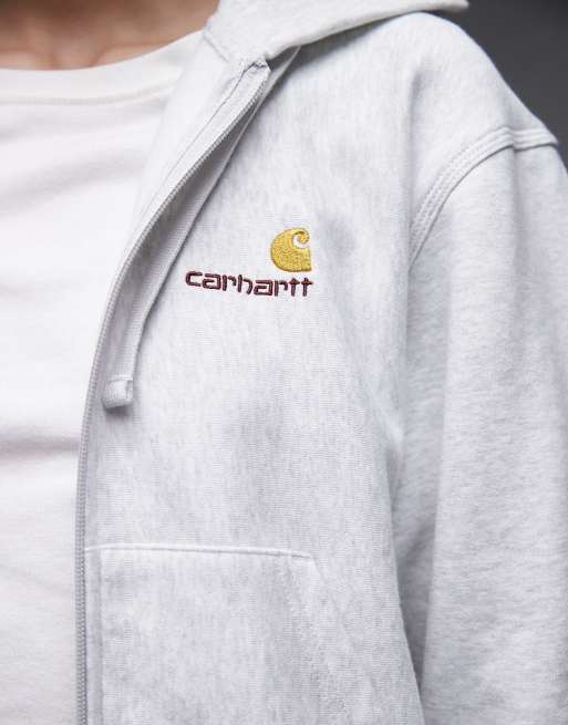 Carhartt WIP - American Script - Hoodie met rits in gemêleerd grijs, 3 van 4
