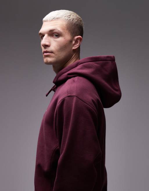 Carhartt WIP – American Script – Kapuzenpullover in Burgunderrot mit Logo, 4 von 5