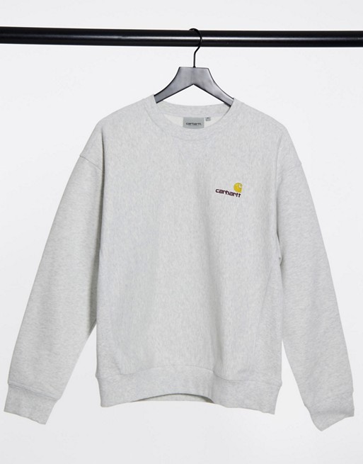 Carhartt WIP american script logo oversize sweatshirt in grey