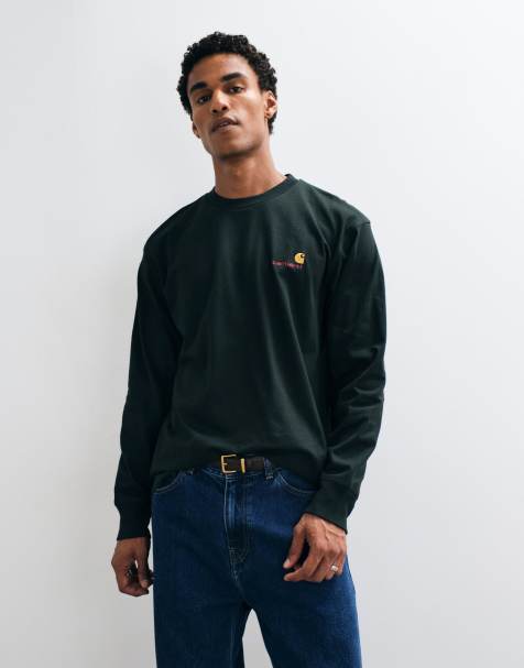 Carhartt WIP American Script long sleeve t-shirt in dark green - view 1