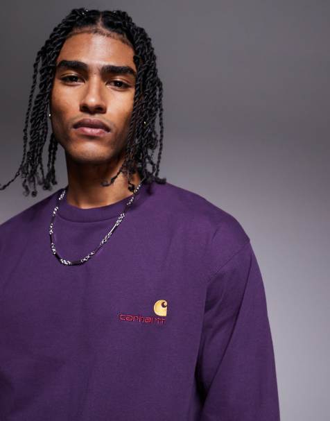 Carhartt WIP american script long sleeve t-shirt in purple