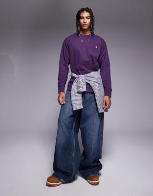 Carhartt Purple American Script Long Sleeve T-shirt In Purple
