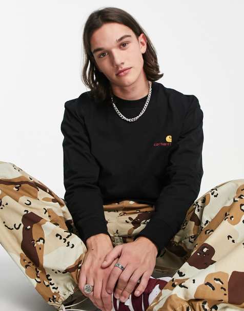 Carhartt WIP american script long sleeve top in black - view 1