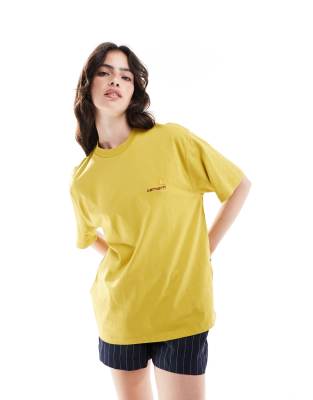 Carhartt WIP american script loose fit t-shirt in yellow