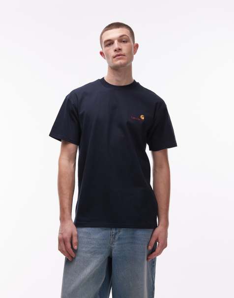 Carhartt WIP - American Script - Marineblå T-shirt - view 1