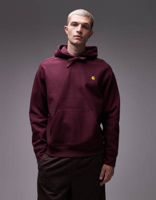 Carhartt WIP Carhartt WIP american script pullover hoodie in burgundy-Red