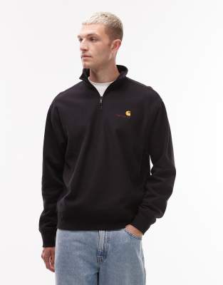 Carhartt WIP Carhartt WIP american script quarter zip sweatshirt in black