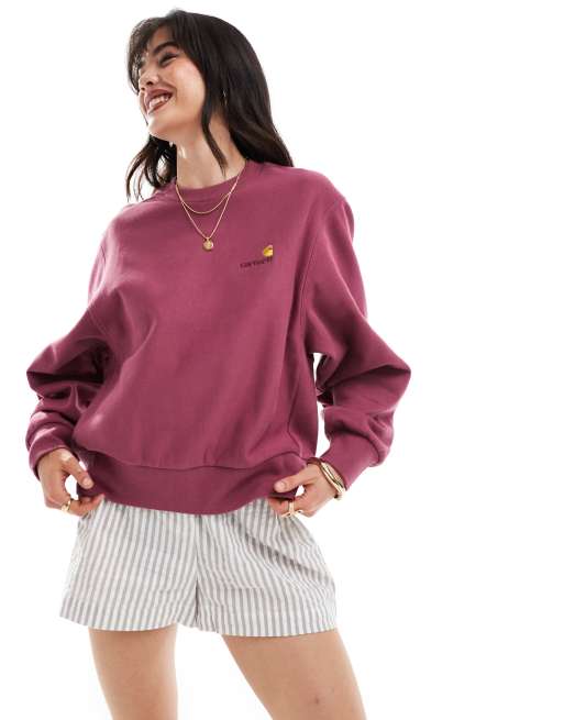 Carhartt WIP - American Script - Rød sweatshirt i firkantet pasform