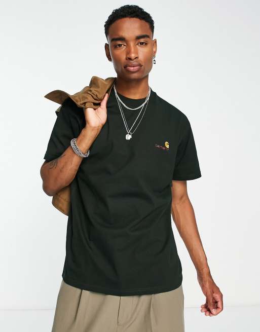 Carhartt WIP american script relaxed t-shirt in dark green | ASOS