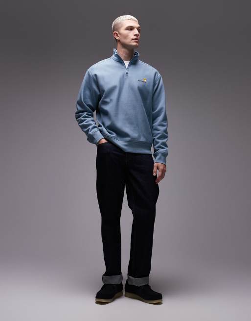 Carhartt WIP - American Script - Sweat à col zippé - Bleu clair, 2 de 5
