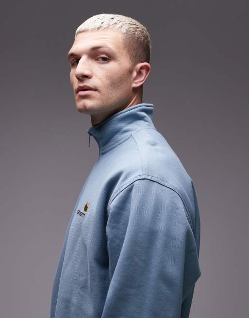 Carhartt WIP - American Script - Sweat à col zippé - Bleu clair, 4 de 5