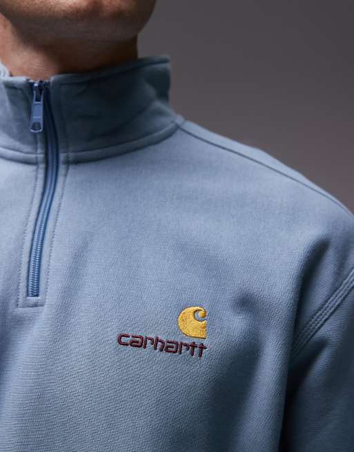 Carhartt WIP - American Script - Sweat à col zippé - Bleu clair, 5 de 5