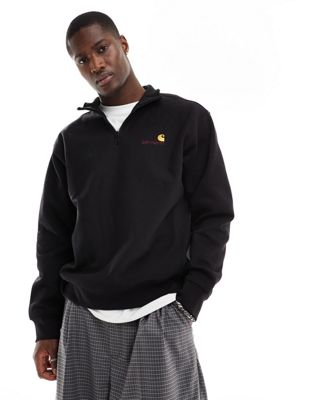 Carhartt WIP american script half zip sweatshirt in black - ASOS Price Checker