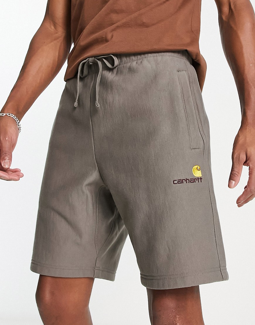 Carhartt WIP american script sweat shorts in brown