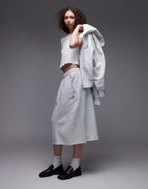 Carhartt WIP american Script sweat skirt in gray heather 