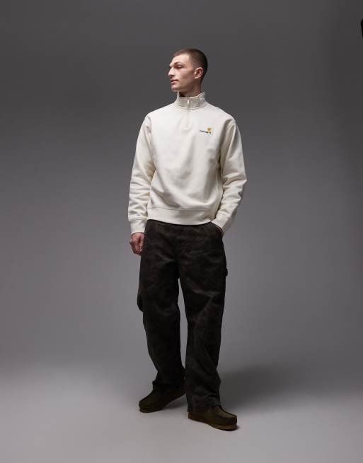 Carhartt WIP – American Script – Sweatshirt in Hellbeige mit Schriftzug und kurzem Reißverschluss, 2 von 5