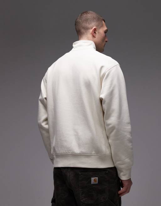 Carhartt WIP – American Script – Sweatshirt in Hellbeige mit Schriftzug und kurzem Reißverschluss, 3 von 5