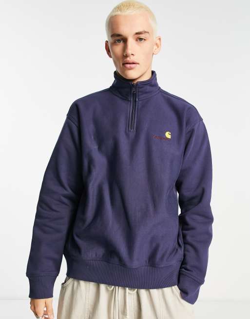 Carhartt WIP - American Script - Sweatshirt met korte rits in marineblauw, 2 van 4