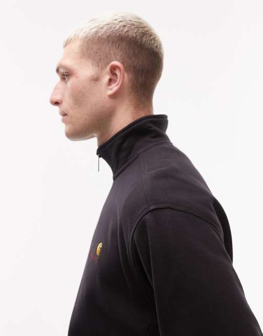 Carhartt WIP - American Script - Sweatshirt met korte rits in zwart, 4 van 5