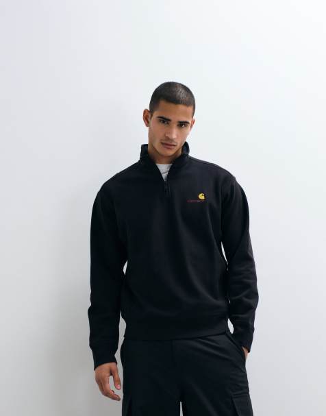 Carhartt WIP - American Script - Sweatshirt met korte rits in zwart - view 1
