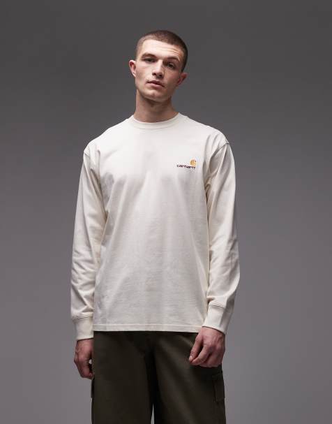 Carhartt WIP - American script - T-shirt beige a maniche lunghe - view 1