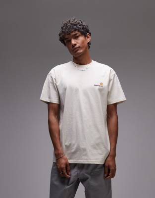 Carhartt The American Script White T-shirt In Gold