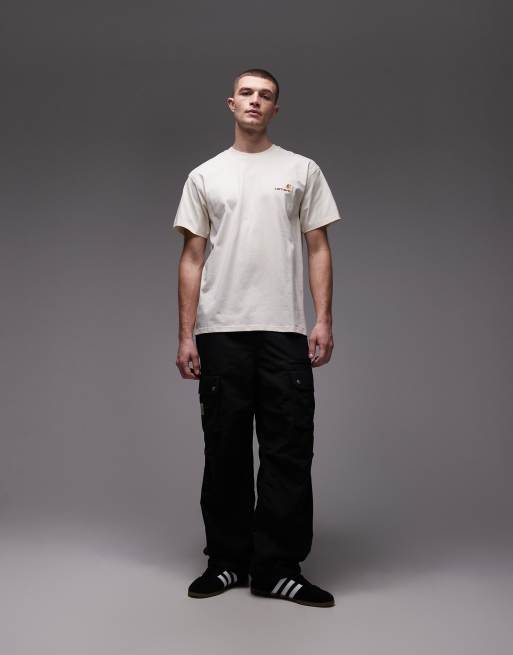 Carhartt WIP american script t-shirt in beige, 2 of 5