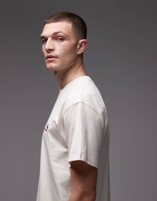 Carhartt WIP american script t-shirt in beige, 4 of 5