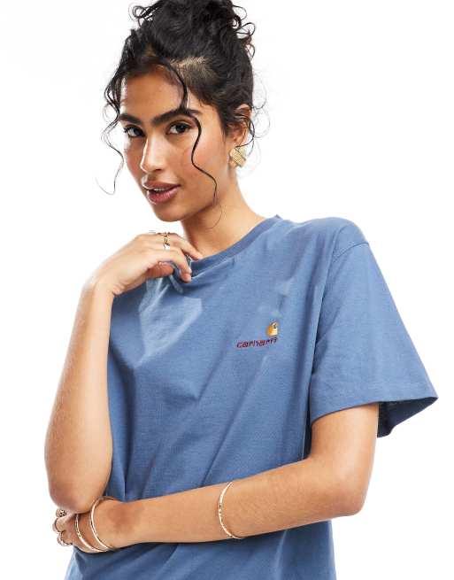 Carhartt WIP – American Script – T-Shirt in Blau