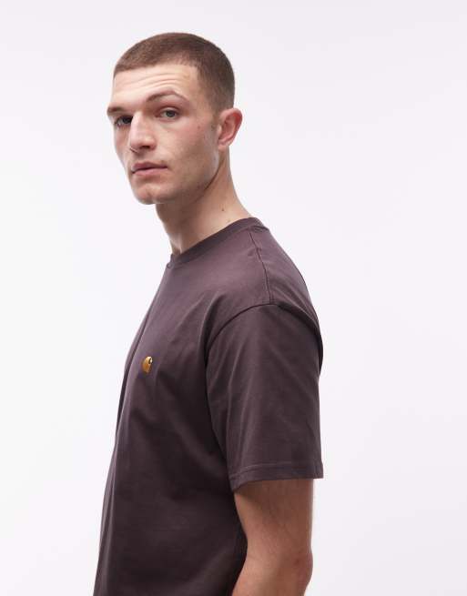 Carhartt WIP american script t-shirt in brown, 4 of 5