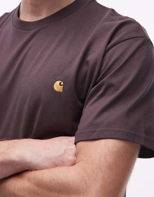 Carhartt WIP american script t-shirt in brown, 5 of 5