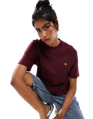 Carhartt WIP american script t-shirt in burgundy