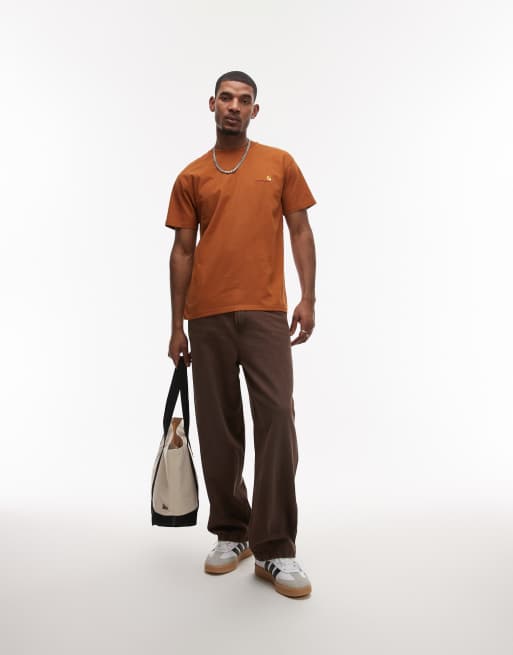Carhartt WIP american script t-shirt in orange, 3 of 4