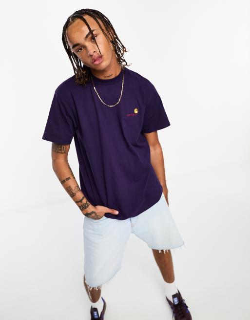 T-Shirt Carhartt American Script Violet Homme