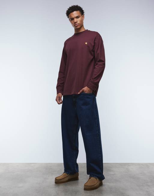 Carhartt WIP – American Script – Vinröd t-shirt med långa ärmar, 2 av 5