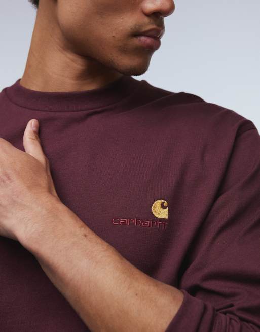 Carhartt WIP – American Script – Vinröd t-shirt med långa ärmar, 5 av 5