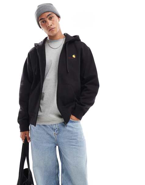 Carhartt WIP american script zip hoodie in black - view 1