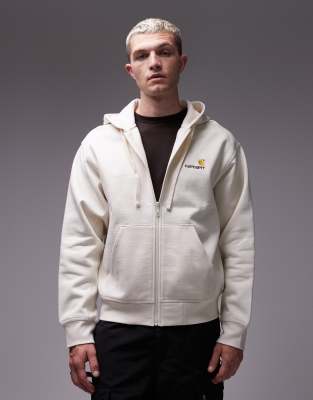 Carhartt American Script Zip Up Hoodie In Yellow