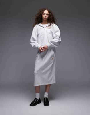 Carhartt American Script Zip Up Hoodie In Gray