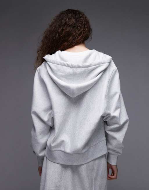 Carhartt WIP american script zip up hoodie in grey marl
