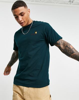 Carhartt WIP – American – T-Shirt in Dunkelgrün mit Schriftzug