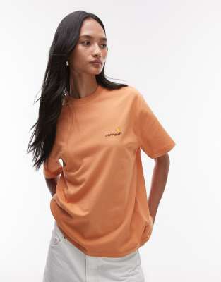 Carhartt WIP - American - T-Shirt in Orange mit Schriftzug