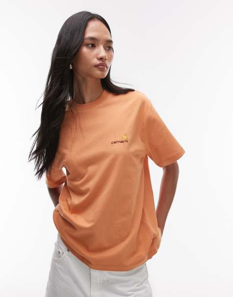 Carhartt WIP – American – T-Shirt in Orange mit Schriftzug - view 1