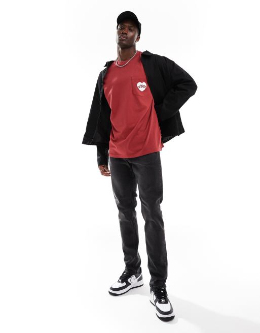 Carhartt WIP amour pocket heart t-shirt in red, 4 of 4