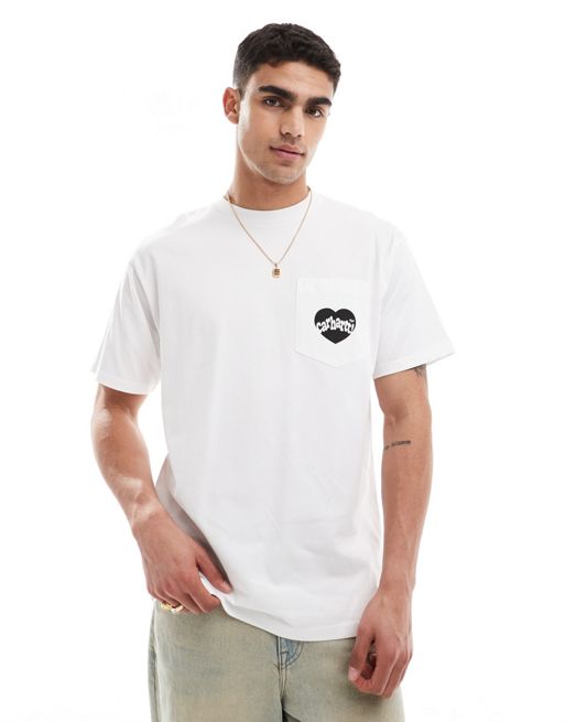 Carhartt WIP Amour pocket heart t-shirt in white