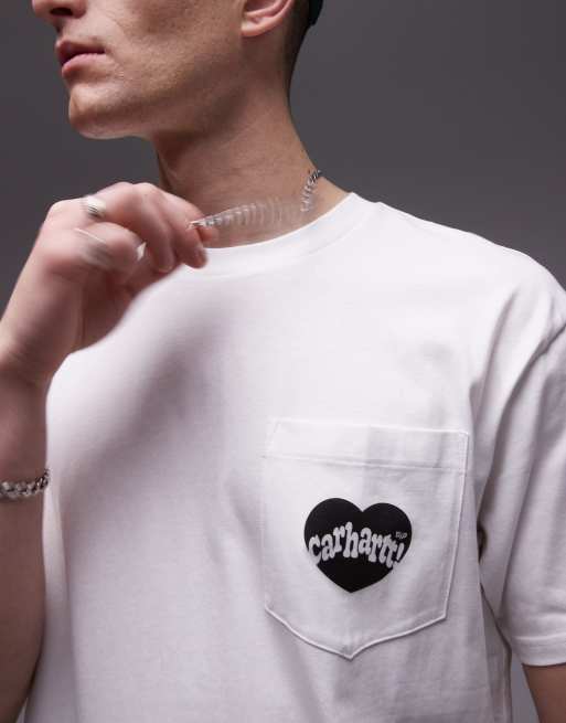 Carhartt WIP amour pocket heart t-shirt in white | ASOS