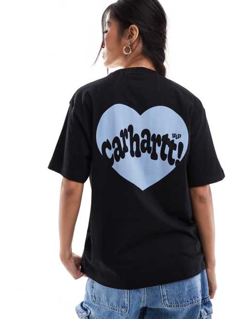 Carhartt WIP – Amour – T-Shirt in Schwarz mit Herz-Motiv